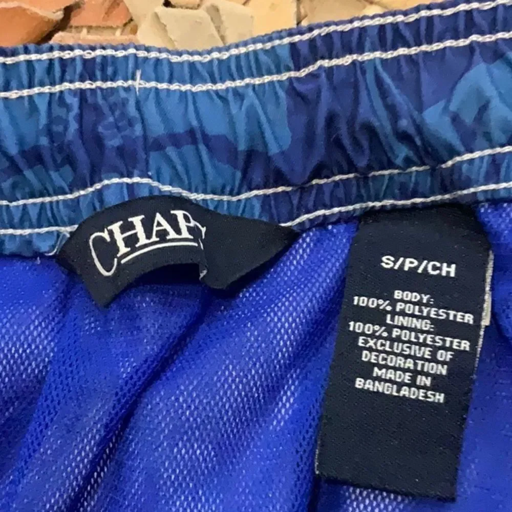 Chaps blue Floral print swim trunks S